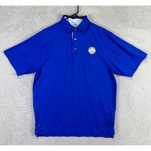 FootJoy FJ Golf Polo Shirt Adult Medium Blue Stretch Short Sleeve Rugby Mens